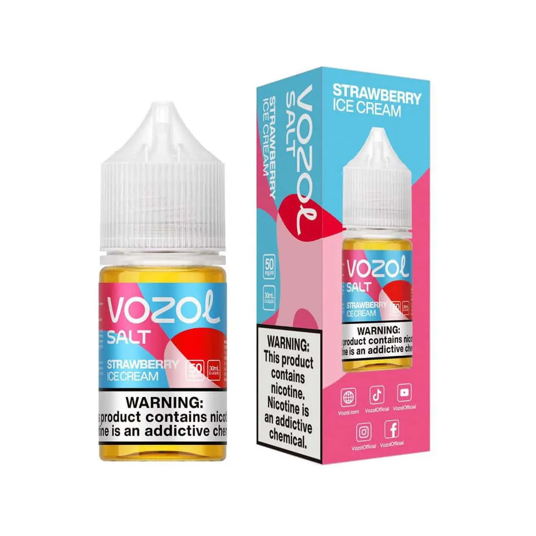 Strawberry Ice Cream Vozol Nic Salt | 30ML | 25MG 50MG Strawberry Ice Cream Vozol Nic Salt | 30ML | 25MG 50MG